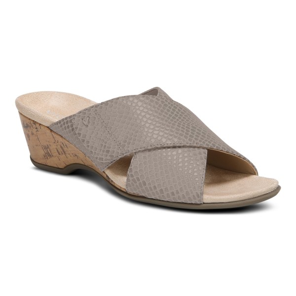 Vionic Sandals Ireland - Leticia Wedge Sandal Grey - Womens Shoes Online | DOUVQ-8673